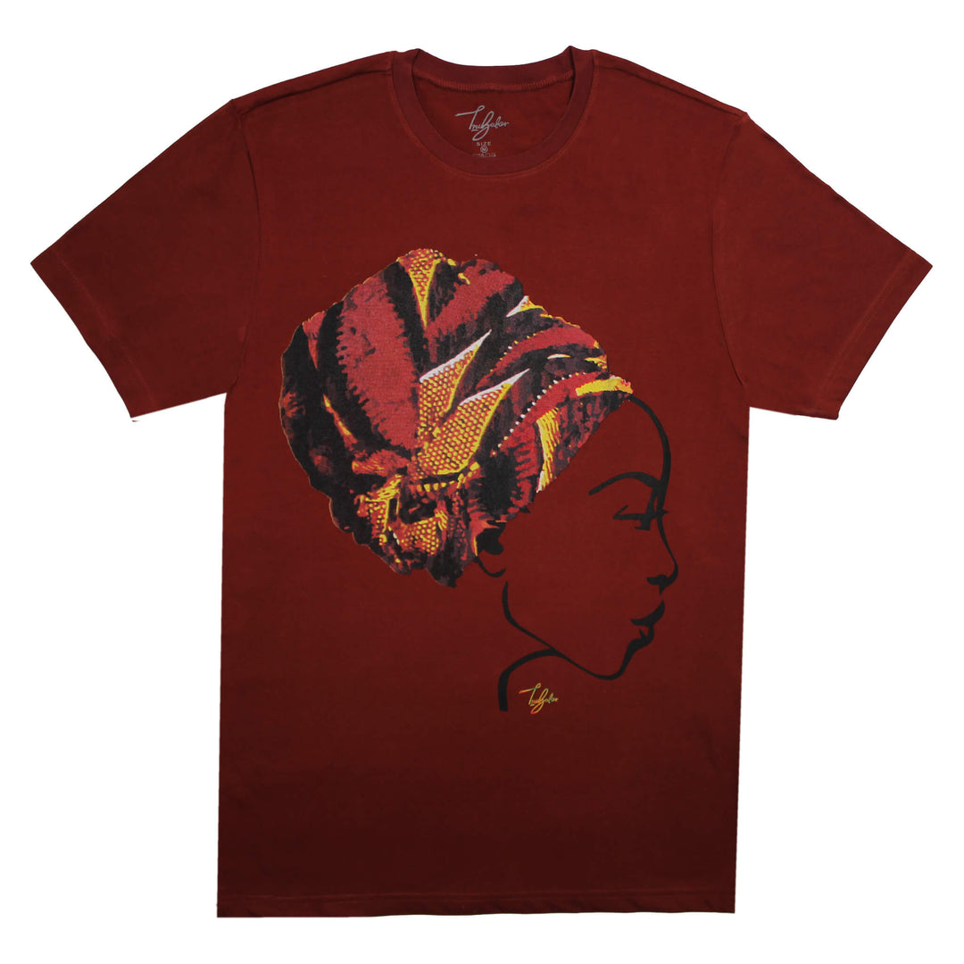 MISS AFRICA WITH CHURCH TRIBAL HEAD WRAP (UNISEX SHORT MISS AFRICA WITH CHURCH TRIBAL HEAD WRAP (UNISEX SHORT