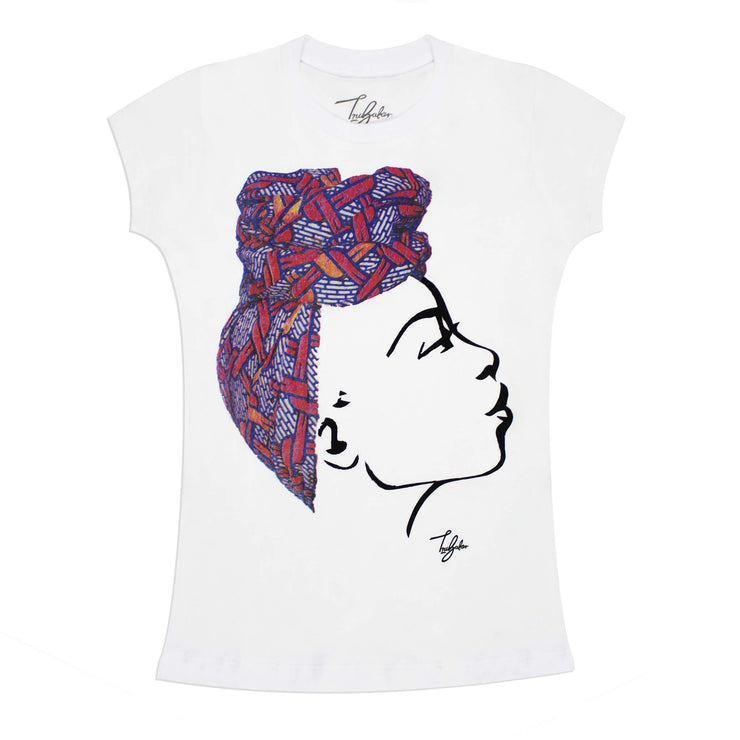 MISS AFRICA WITH SOCIAL SATURDAY HEAD WRAP (YOUTH GIRLS SHORT SLEEVE TSHIRT)