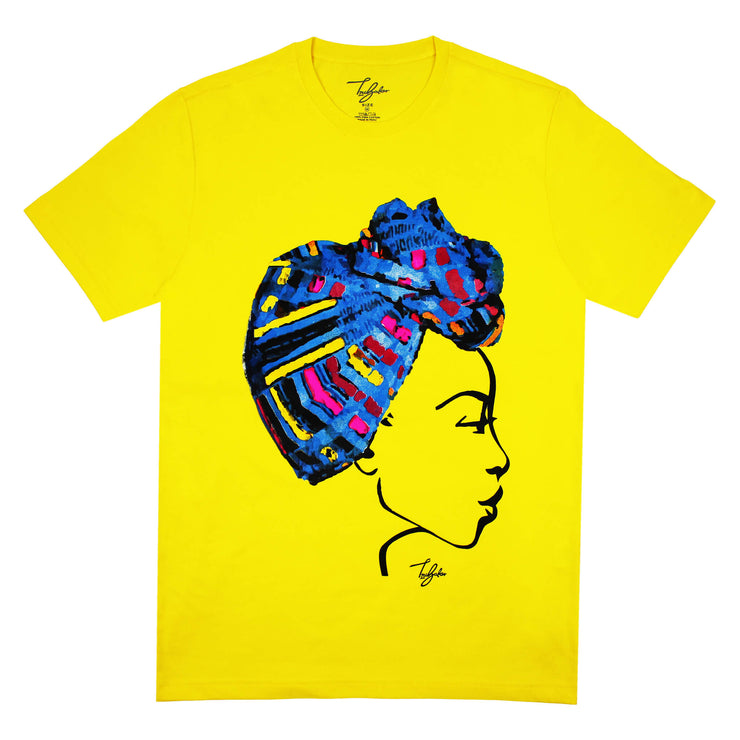 MISS AFRICA WITH TRIBAL TRADITION HEAD WRAP (UNISEX SHORT SLEEVE T-SHIRT)