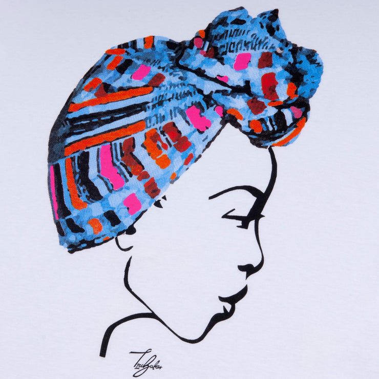 MISS AFRICA WITH TRIBAL TRADITION HEAD WRAP (LADIES SHORT SLEEVE T-SHIRT)
