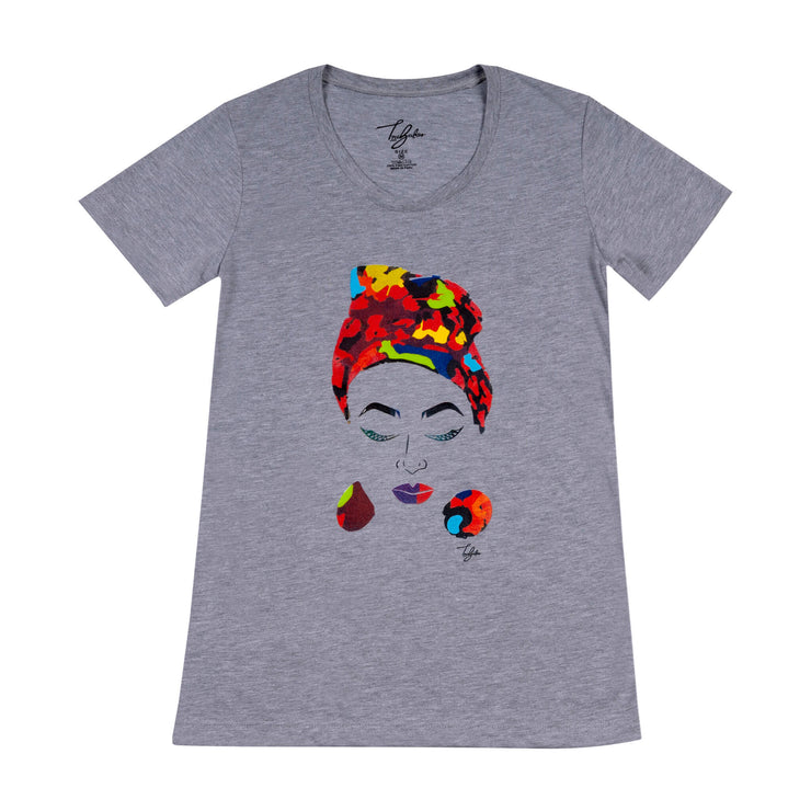 MISS AFRICA WITH MEDLEY HEAD WRAP (LADIES SHORT SLEEVE T-SHIRT)