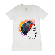 MISS AFRICA WITH MARKET DAY HEAD WRAP (LADIES SHORT SLEEVE T-SHIRT)