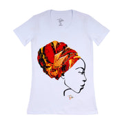 MISS AFRICA WITH CHURCH TRIBAL HEAD WRAP (LADIES SHORT SLEEVE T-SHIRT)